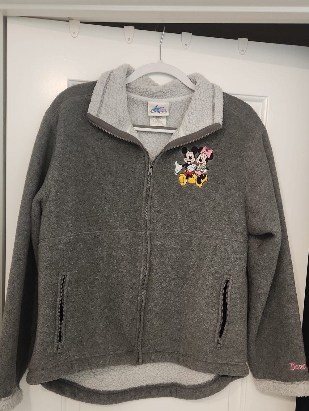 Disney Gray Sherpa-Lined Minnie & Mickey Zip Hoodie